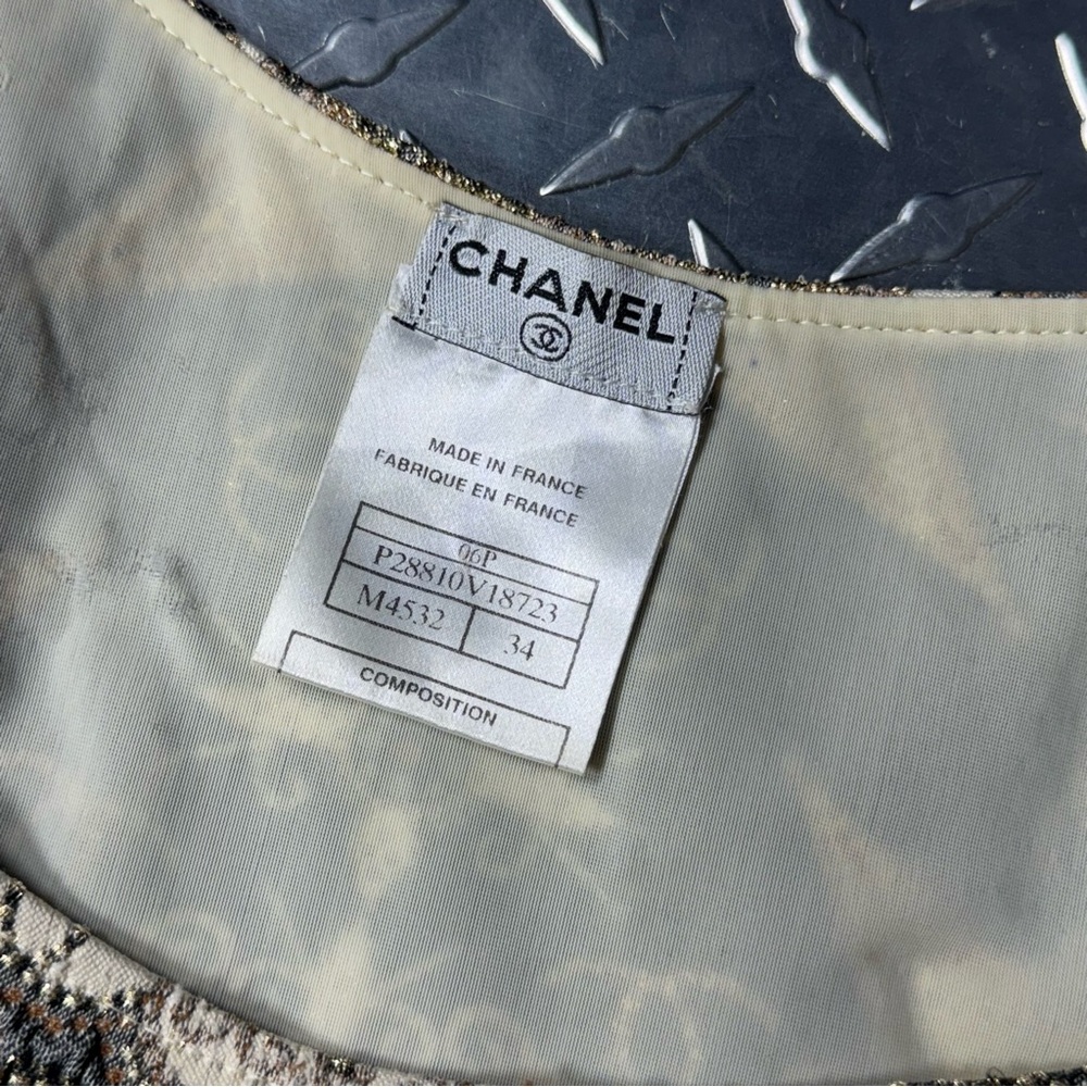 Chanel 2006 Vintage Crystal Studded Star Skirt/Camisole Set in Gold/Ecru - Picture 3 of 7